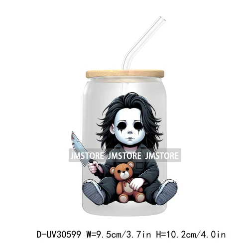 Horror Halloween Baby Girl Movie Killer UV DTF Transfer Sticker Decals For Libbey Cold Cup Mug Tumbler High Quality Cartoon Bear