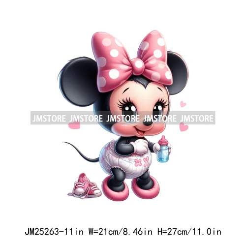 Cartoon Animal Sport Cheer Thermal Designs Baby Pink Mouse Iron On DTF Heat Press Transfers Stickers Ready To Press For Clothes