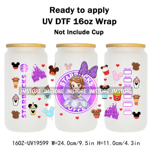 Coquette Bow Baby Toddler Princess UV DTF Cup Wraps Ready To Apply Transfer Stickers For 16OZ Libbey Glass Can Mug Faux Glitter