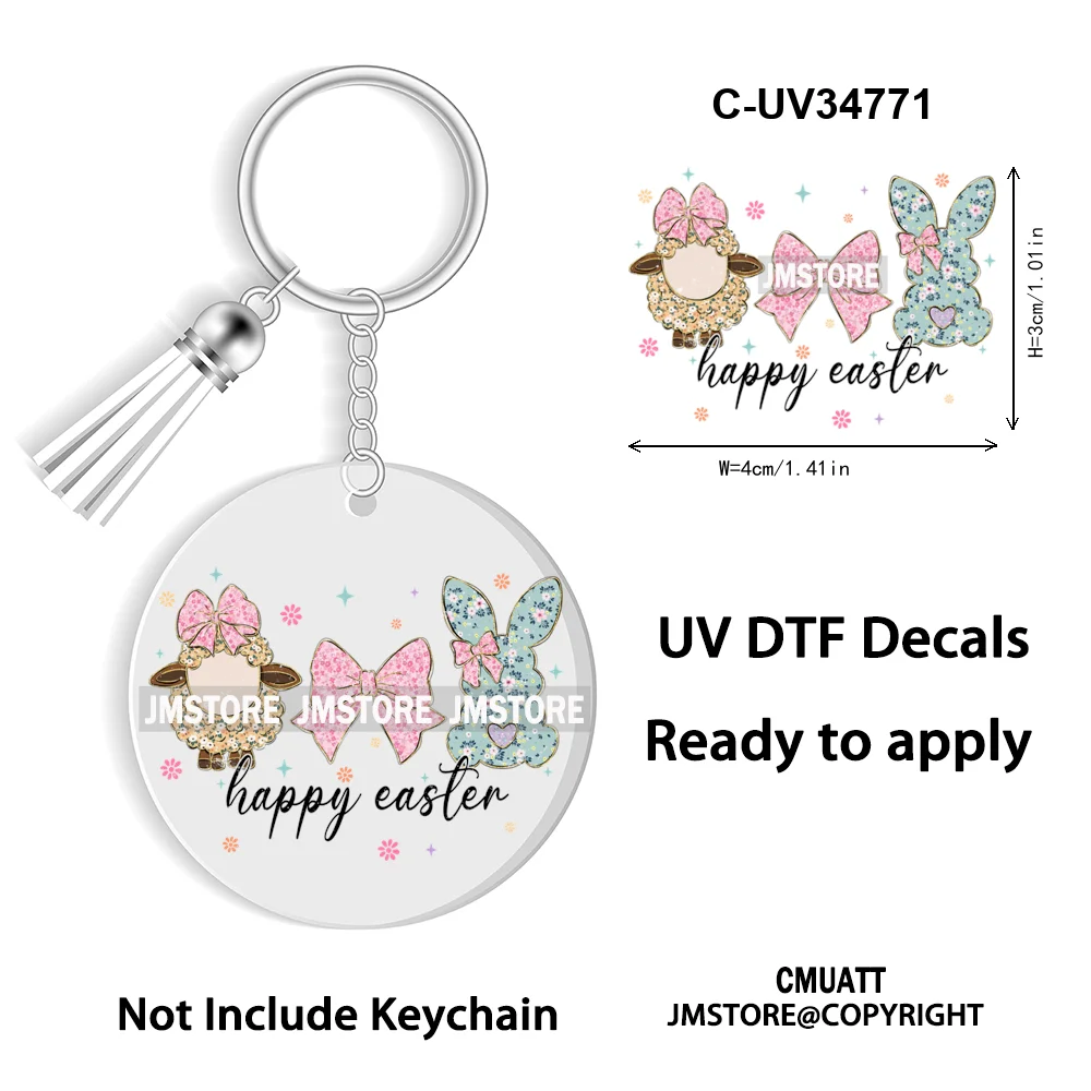 The Lord Is My Shepherd Christian Religious Easter Bible Verse Faith UV DTF Stickers For Round Circle Acrylic Keychain Keyring