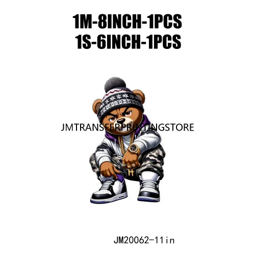 Cool Streetwear Winter Bear Crew Christmas Santa Snowman Reindeer Gingerbread DTF Transfers Stickers Ready To Press For T-Shirts