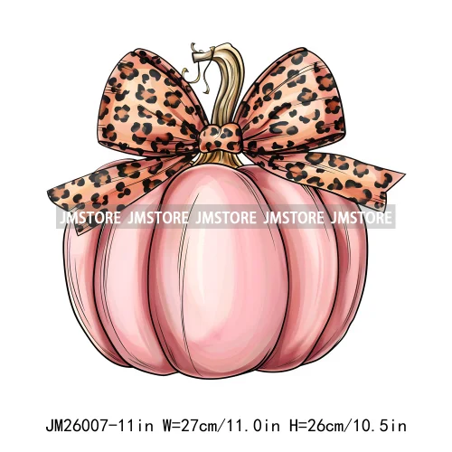 Colorful Gothic Girly Halloween Black Pumpkin Coquette Bow Decasl DTF Iron On Transfers Stickers Ready To Press For T-shirt Bags