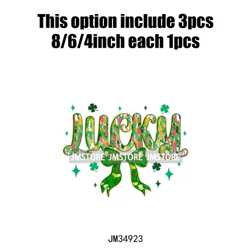 Feeling Lucky Vibes Coquette Shamrock Irish St Patrick's Day Iron On DTF Heat Transfers Stickers Ready To Press For T-shirts Bags