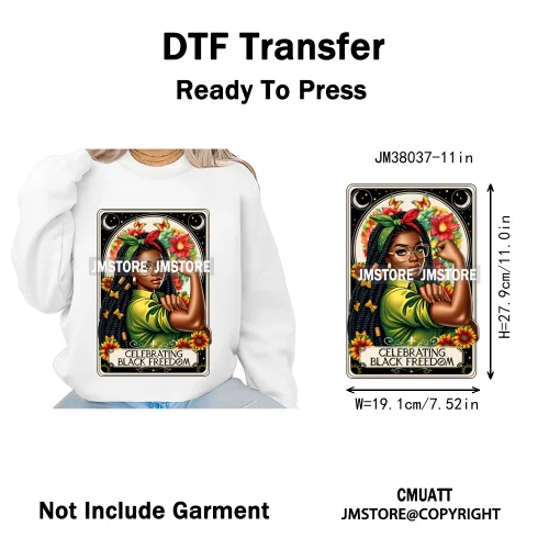 Steppin into Juneteenth Vibes Black History Independence Day Iron on DTF Heat Transfer Stickers Ready to Press for T-shirts Bags