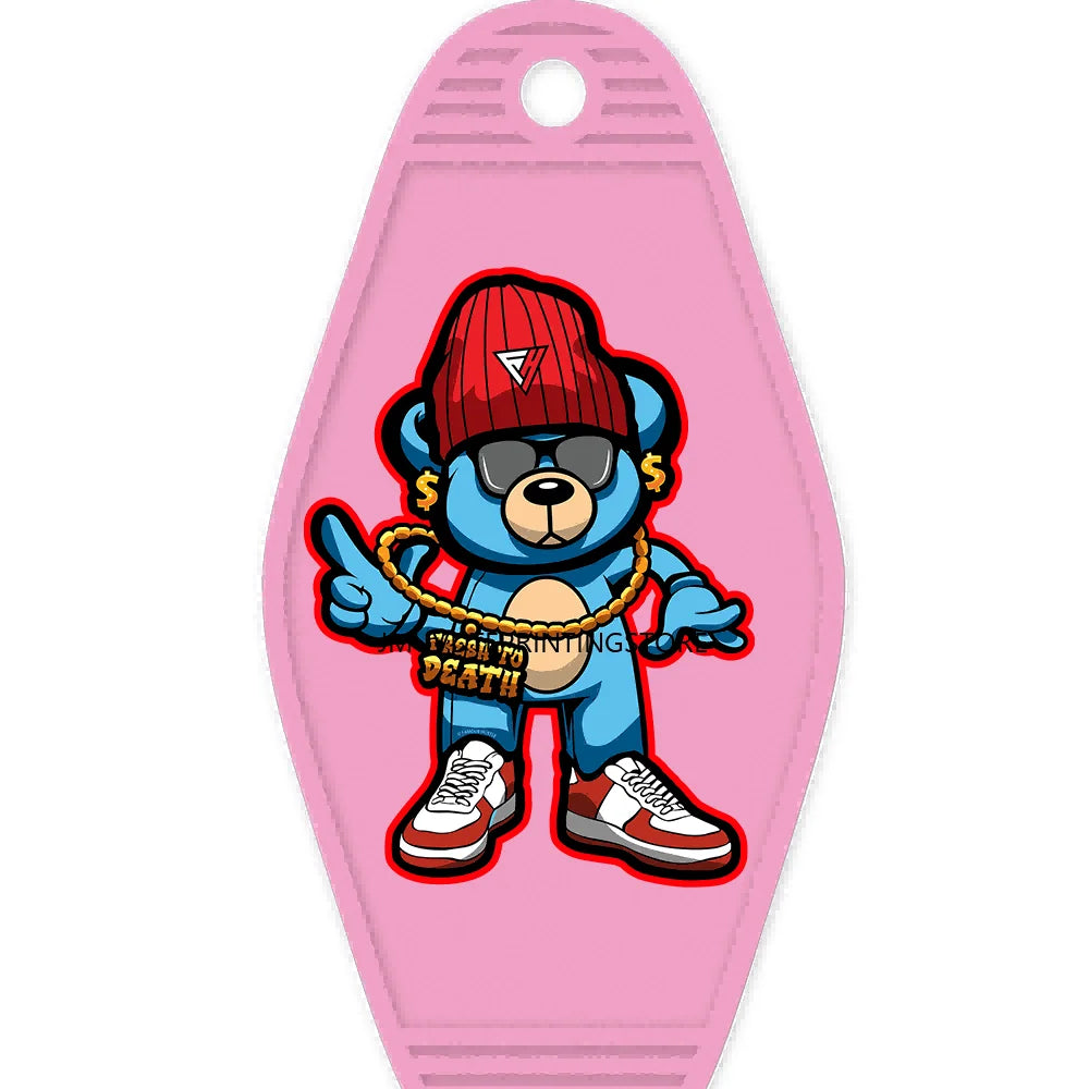 Self Made Bears High Quality WaterProof UV DTF Sticker For Motel Hotel Keychain Heartless Teddy Bear King Broken Heart