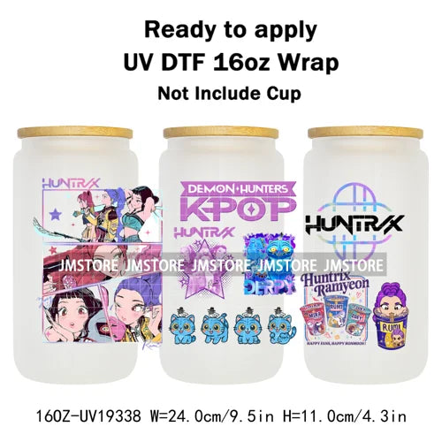 Demon Hunter Merch Derpy Tiger 16OZ UV DTF Cup Wraps Ready To Apply Waterproof Transfer Stickers For Libbey Glass Can Kpop Girls