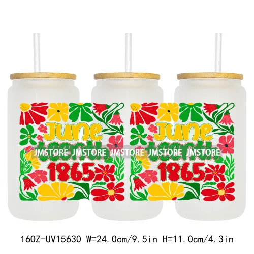 Juneteenth Vibes Sneaker And Heel Afro Woman 16OZ UV DTF Cup Wraps Ready To Apply Transfer Stickers For Libbey Glass Can Tumbler