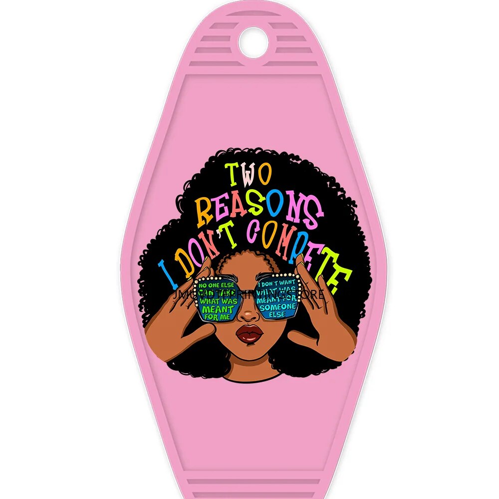 Afro Messy Bun 80's Baby High Quality WaterProof UV DTF Sticker For Motel Hotel Keychian Lady Hustler Black Woman