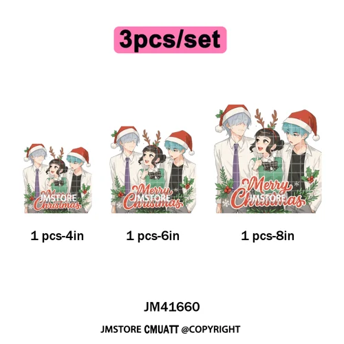 Christmas Kpop Holiday Idol Santa Holly Jolly Merry Christmas Iron on DTF Washable Transfers Stickers Ready to Press for Textile