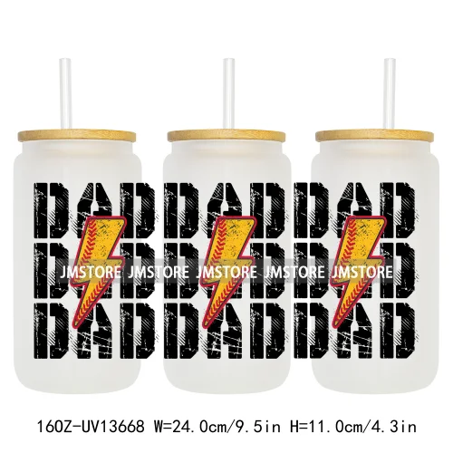 4th Of July American Dad Father's Day 16OZ UV DTF Cup Wraps Ready To Apply Waterproof Transfer Stickers For Libbey Glass Can Mug