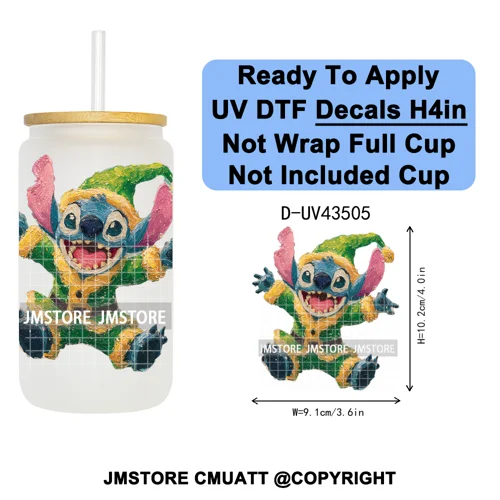 Winter Cartoon Christmas Holiday UV DTF Transfer Stickers Decals Ready To Apply Good Quality Logo For Libbey Cold Cup Mug Bottle