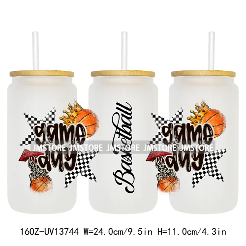 Coquette Baseball Mama Game Day 16OZ UV DTF Cup Wraps Ready To Apply Waterproof Transfer Stickers For Libbey Glass Can Tumbler