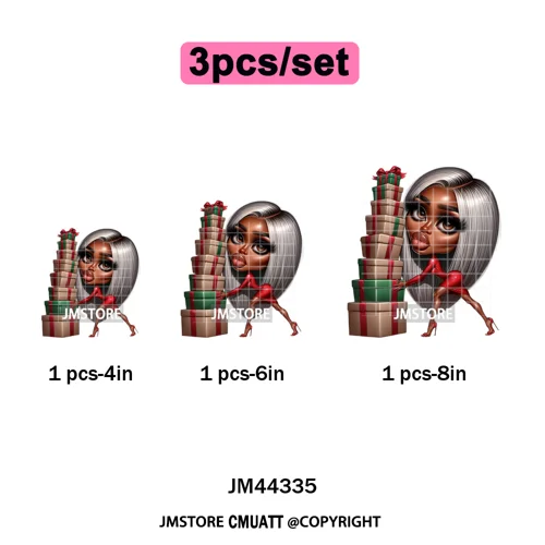 Christmas Stank Face Black Woman Attitude Moody Queen Iron on Washable DTF Heat Transfers Stickers Ready to Press for Clothing