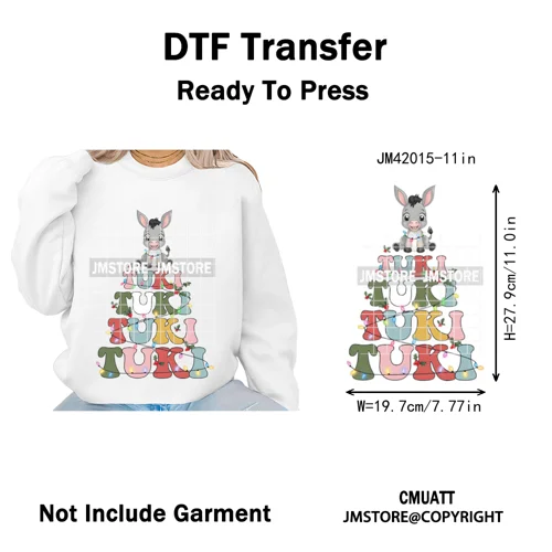 Tis The Season Pan Dulce Mexican Xmas Tuki Donkey Spanish Christmas Latin Iron on DTF Transfers Stickers Ready to Press for Text