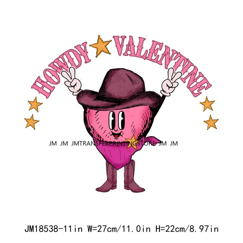 Pink Love Howdy Honey Valentine's Day Printing Designs Iron On Western Cowgirl Boat Hat DTF Transfers Stickers For T-Shirts Bag