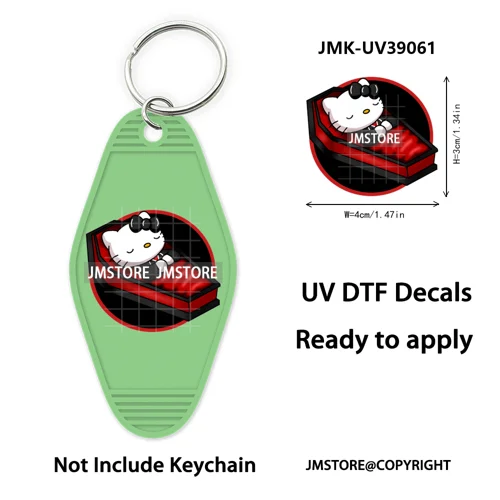 Halloween Horror Movies Witch Girl UV DTF Motel Keychain Decal Ready To Ship Durable Transfer Stickers Prints For Hotel Keychain