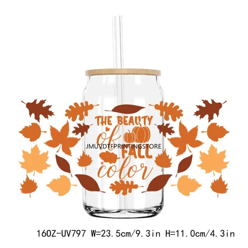 Thanksgiving Fall Thick And Juicy 16OZ UV DTF Cup Wrap Transfers Stickers Custom Labels DIY Waterproof Logo For Libbey Glass Can