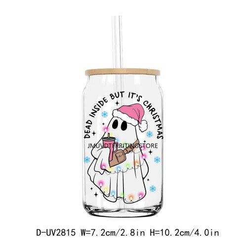 Ghost Dead Inside But It’s Christmas Boojee UV DTF Transfers Stickers Decals For Libbey Cold Cups Mugs Tumbler Waterproof DIY