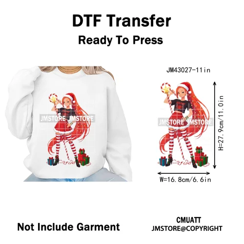 Kpop Hunters Merry Christmas Tiger Anime Lover Holiday Gift Iron on DTF Heat Transfers Stickers Ready to Press for Sweatshirts