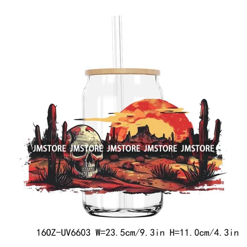 Western Desert Cactus Plants 16OZ UV DTF Cup Wrap Transfers Stickers Custom Labels Durable Waterproof Logo For Libbey Glass Can