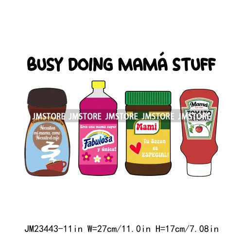 Tropical Summer Mama Nana Auntie Sister Floral Mom Iron On Spanish Busy Doing Mama Stuff DTF Transfer Stickers For T-shirts