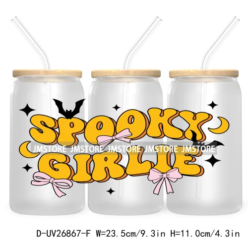 Spooky Girlie Halloween 16OZ UV DTF Cup Wrap Transfer Stickers Custom Durable Waterproof Labels For Libbey Glass Can Self Love