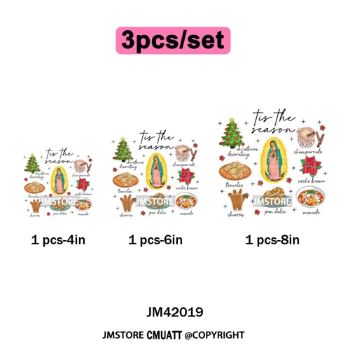 Tis The Season Pan Dulce Mexican Xmas Tuki Donkey Spanish Christmas Latin Iron on DTF Transfers Stickers Ready to Press for Text