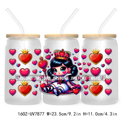 Cute Baby Princess Queen 16OZ UV Cup Wrap DTF Transfer Stickers For Libbey Glass Can Cups Tumbler Waterproof Labels Best Friends