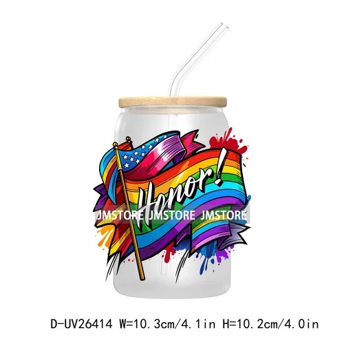 Pride Love Rainbow Heart UV DTF Transfer Stickers Decals For Libbey Cold Cups Mugs Durable Waterproof Custom Logo Label Best Gay