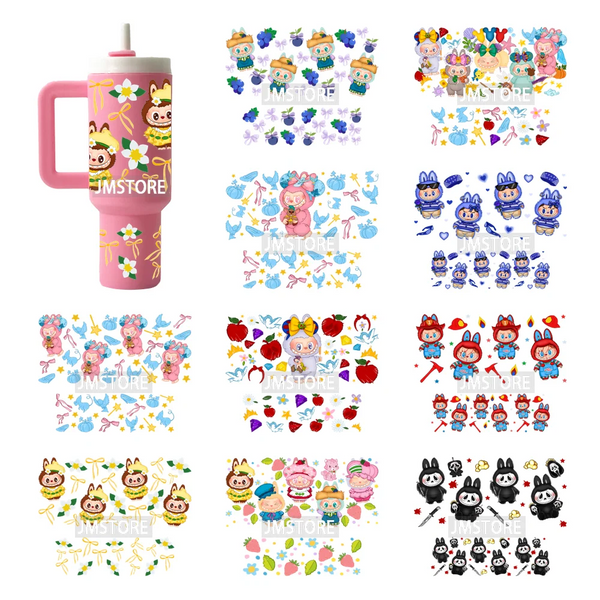 Coquette Bow Cartoon Monsters UV DTF Custom Prints Ready To Apply Transfer Stickers Waterproof Wraps For Mini Tumbler Keychain