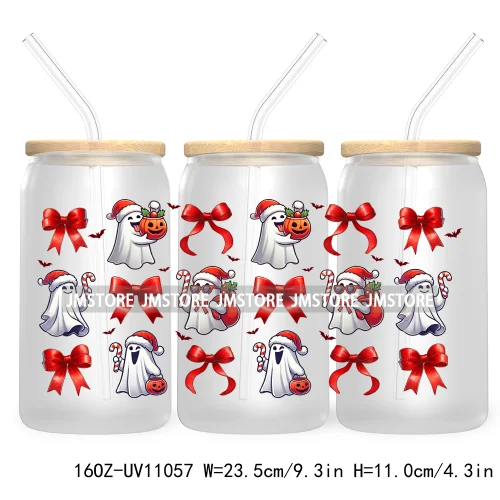 Gingerbread Christmas Coffee Latte UV DTF Cup Wrap For Libbey Glass Can Transfer Stickers Waterproof Custom Book Ghost Christmas