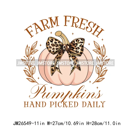 Coquette Farm Fresh Pumpkin Spice Season Fall Vibes Pumpkin Patch Girly DTF Iron On Transfer Sticker Ready To Press For Clothing