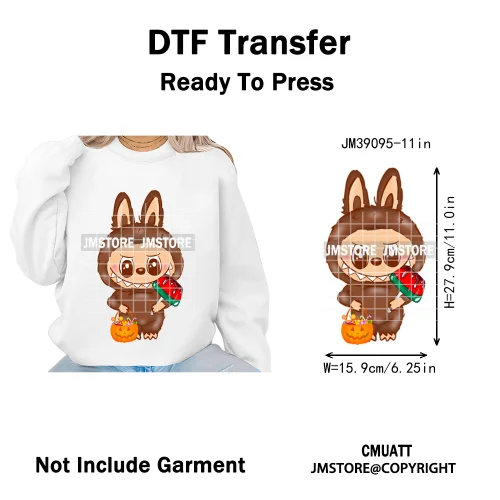 New Cartoon Doll Character With Mexican Food Iron on DTF Washable Heat Transfers Stickers Ready to Press for Textile Bags