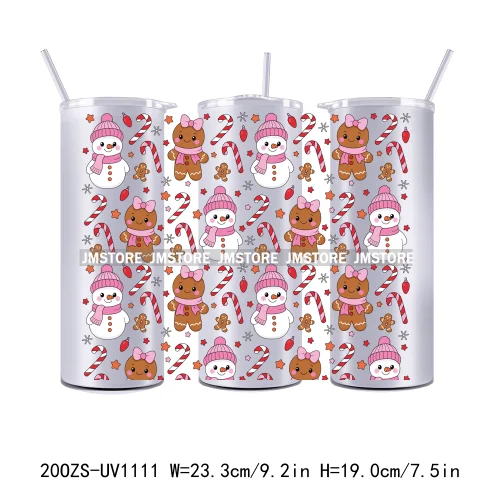 Seamless Christmas Santa Stocking UV DTF Tumbler Wraps Durable Ready To Apply Transfer Sticker For 20OZ Straight Skinny Tumblers