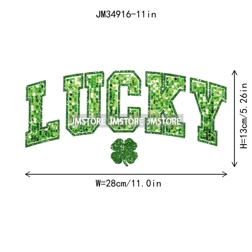 In My Lucky Era Faux Green Sequin Glitter St.Patrick's Lucky Charm Iron On DTF Transfers Stickers Ready To Press For Sweatshirts