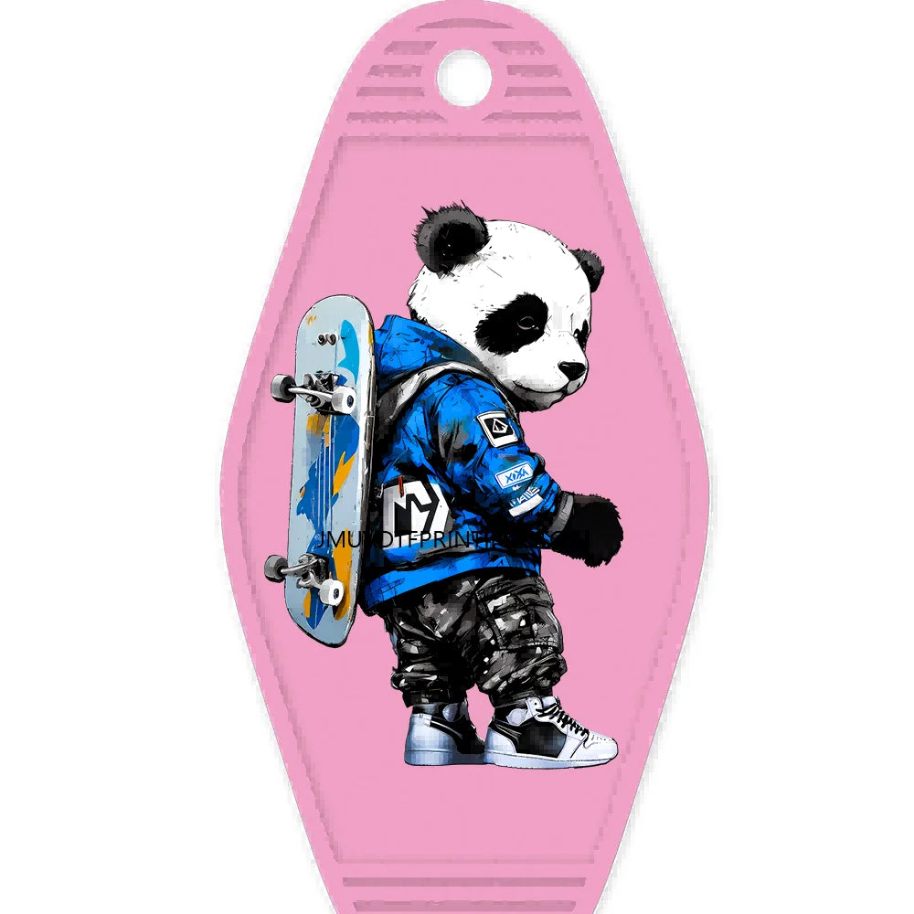 Cool Cartoon Animals High Quality WaterProof UV DTF Sticker For Motel Hotel Keychain Hip Pop Panda Bears