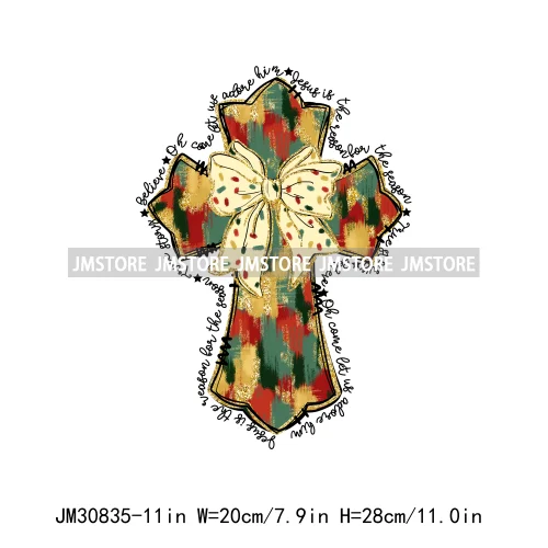 Fashion Christmas Tree Girls Winter Coquette Blessed Christian Sayings Iron On DTF Transfers Stickers Heat Press For Sweatshirts