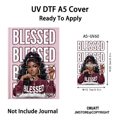 Christian God Pray Afro Girl Alphabet UV DTF Notebook Cover Decals Ready To Apply Durable Transfer Stickers For A5 Journal Cover