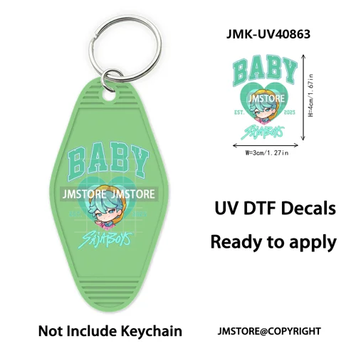 Kpop Hunters Movie Boy Band Girl Dinner UV DTF Motel Keychain Wraps Ready To Apply Waterproof High Quality Hotel Keychain Decals