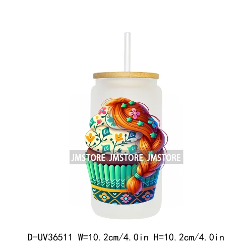 Cartoon Cupcake Sweet Treats UV DTF Transfer Stickers Decals Ready To Apply Waterproof For 16OZ Libbey Glass Can Cups Tumbler