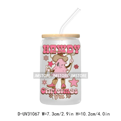 Howdy Highland Cow Christmas Cowboy Western Country Christmas UV DTF Transfer Stickers Decals For Libbey Cold Cups Mugs Tumbler