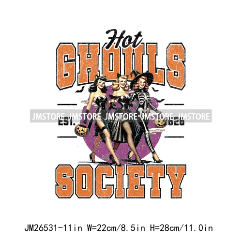 Spooky Season Social Cocktail Club Witches Halloween Thermal Logos DTF Iron On Transfer Stickers Ready To Press For Clothing