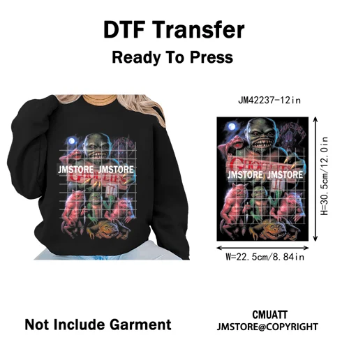 Funny Halftone Movie Series Killer Halloween Spooky Season Iron on DTF Washable Transfers Stickers Ready to Press for T-shirts