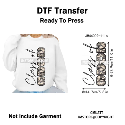 Faux Glitter Senior Class of 2026 High School Graduate Reunion Iron on Washable DTF Transfer Stickers Ready to Press for Clothes