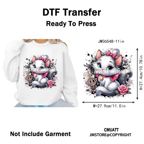 Trendy Flower Cat Bee Animal Lover Cute Princess Designs Iron on DTF Washable Transfers Stickers Ready to Press for T-shirts