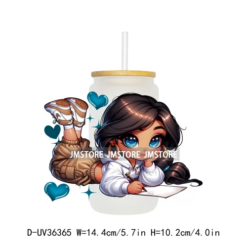 Princess Reading Book Lover UV Sticker Decals For Libbey Cold Cups Mugs Tumbler Transfer Stickers Waterproof High Quality Labels