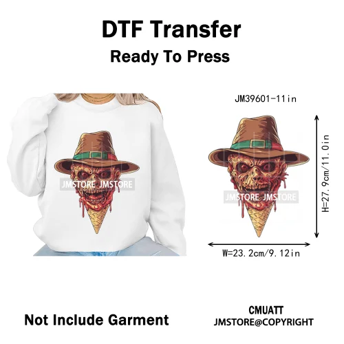 Scary Halloween Popsicles Horror Movie Killers Character Iron on DTF Washable Transfers Stickers Ready to Press for Textile Bags