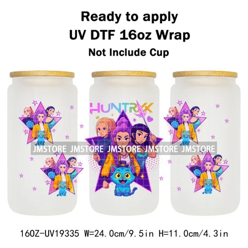 Demon Hunter Merch Derpy Tiger 16OZ UV DTF Cup Wraps Ready To Apply Waterproof Transfer Stickers For Libbey Glass Can Kpop Girls