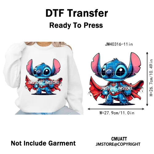 Funny Cartoon Playing Kids Love Character Thermal Printing Iron on DTF Washable Transfers Stickers Ready to Press for T-shirts