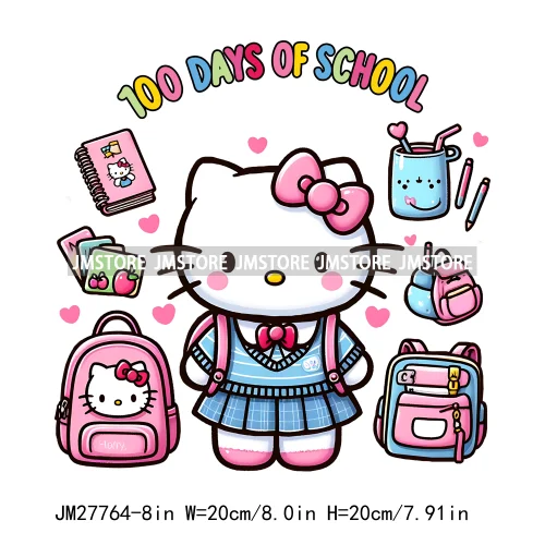 Cartton Animal Happy In My 100 Days Of School Era Books Teacher DTF Iron On Transfers Stickers Ready To Press For T-shirts Bags